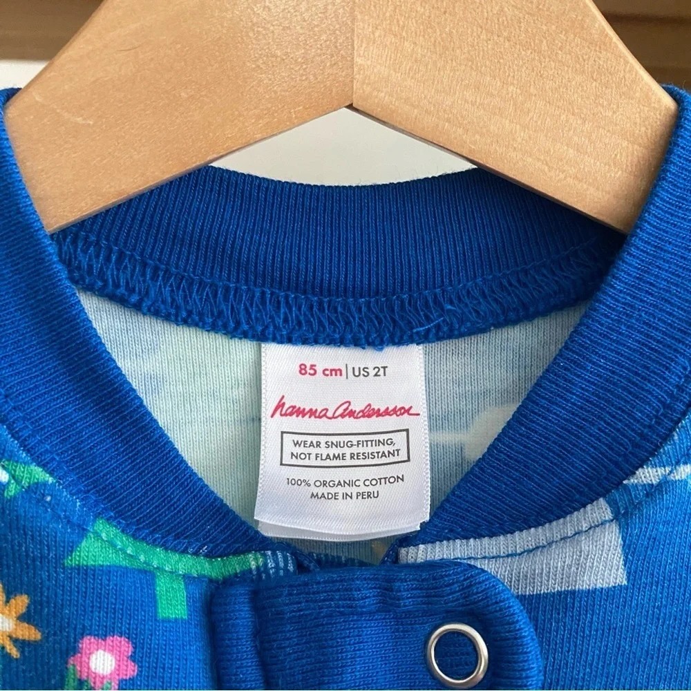 Hanna Andersson Blue Happy Planet Organic Cotton Shortie Sleeper 2t